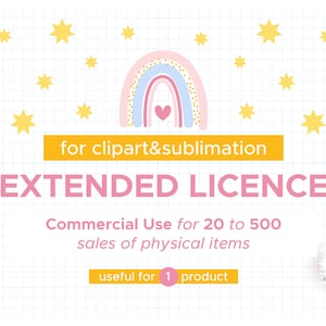 EXTENDED LICENCE for Cut File, Clipart or Sublimation, Commercial Use For 1 Product