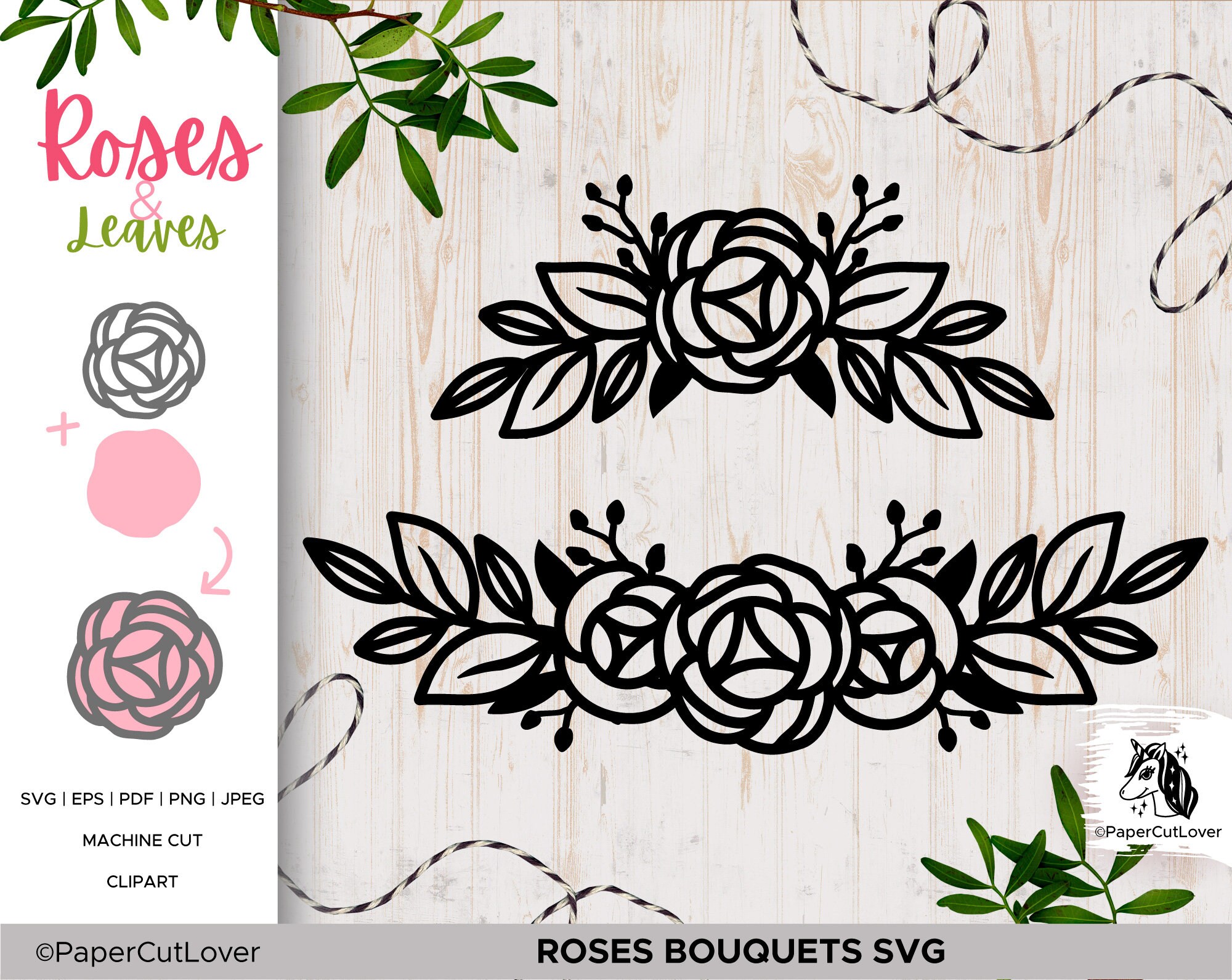 Flower Svg File Floral Svg File Bouquet Flowers Svg Border Etsy
