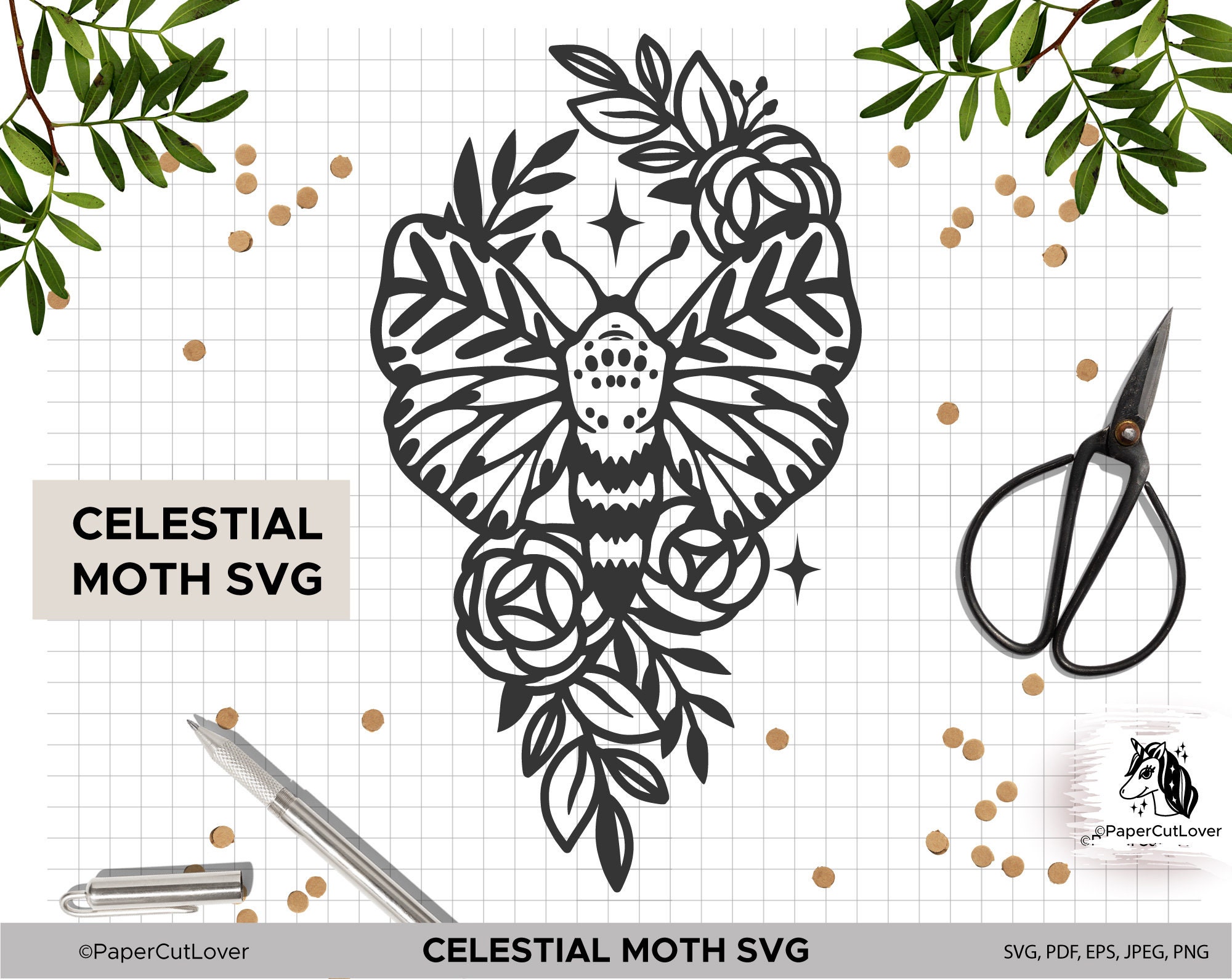 Ellie's Moth Tattoo Svg, Moth Svg, Tribal Tattoo Svg