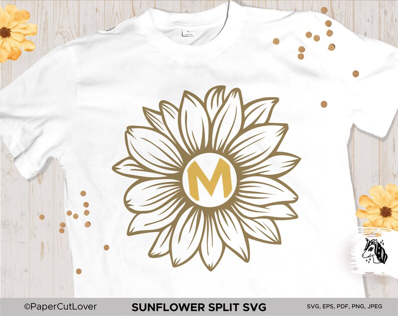 Download Sunflower SVG Clipart Floral SVG Sunflower Monogram Split ...