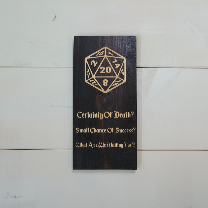 Tabletop Dungeons and Dragons Geek Art RPG Wall Art Natural 20 Certainty Of Death Sign Critical Role - Pen and Paper