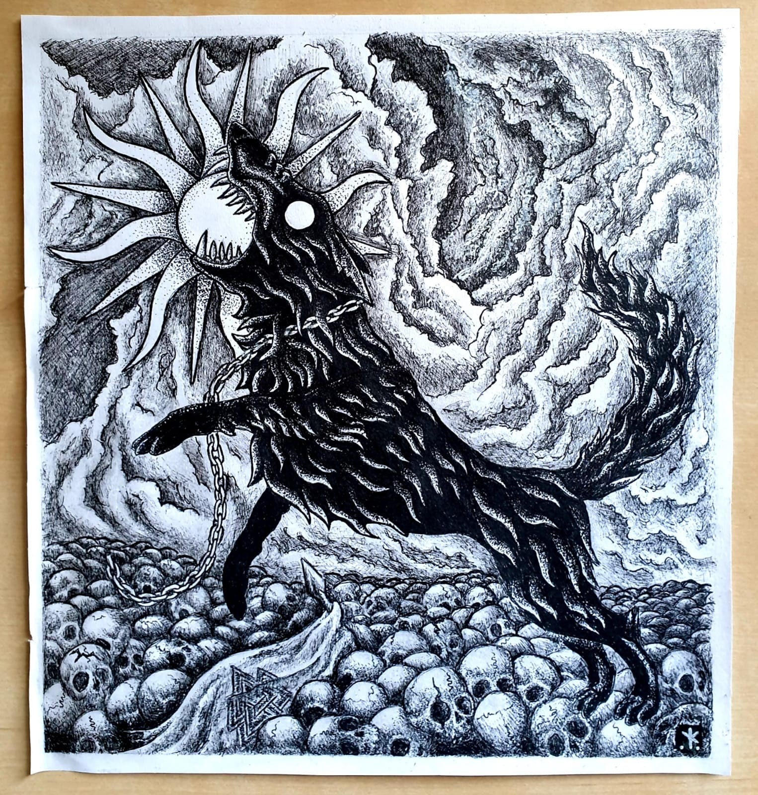 ウィンドブレーカー Sun-wolves Fenrir Devouring the Sun at Ragnarok High Quality Print Wolf