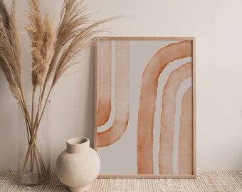 Aquarel Arch Rainbow, Boho Mid Century Wall Art Arch Print, Neutral Abstract Geometrisch, Digitale download Prints, Minimalistische Print