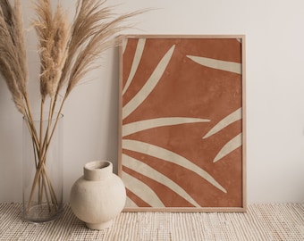 Tropical Rust verlaat Silhouette, Boho Mid Century Wall Art Arch Print, Neutral Abstract Geometric, Digital download Prints, Minimalistic