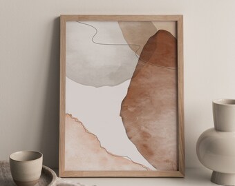 Boho Neutral Paint Daubs, Boho Mid Century Wall Art Arch Print, Neutral Abstract Geometric, Digital download Prints, Minimalistic
