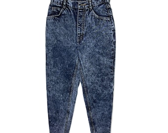 Vaqueros Jordache vintage de los años 80 con lavado ácido, cintura alta, lazo y cremallera en el tobillo, talla 7