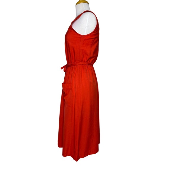 Vintage 70s 80s Handmade Red Sleeveless Apron Sun… - image 3