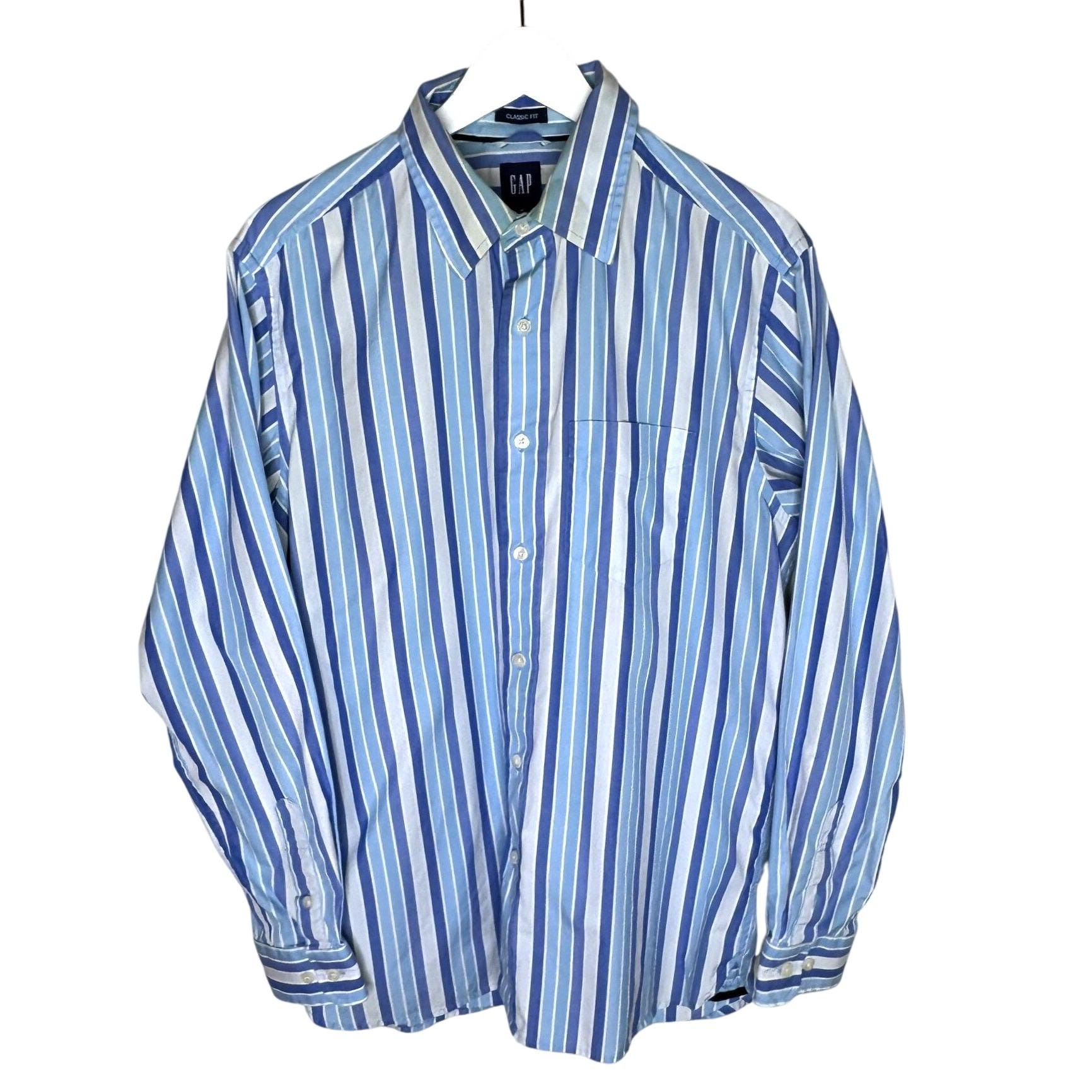 Vintage Y2K Gap Normcore Blue & White Striped Button-down