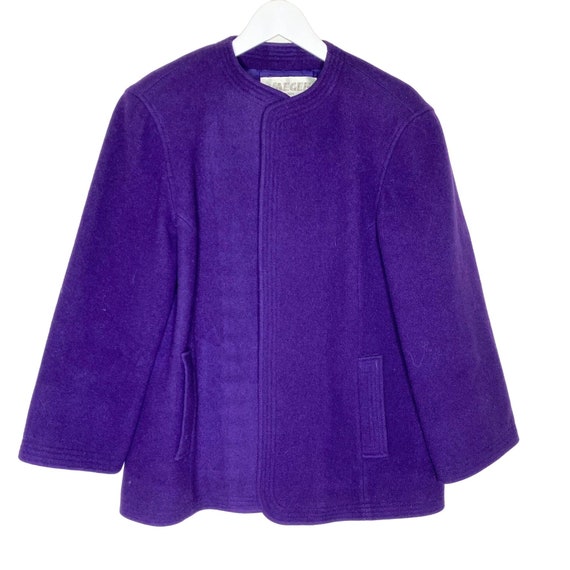 Vintage Jaeger Purple Wool Open Front Structured … - image 1