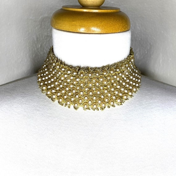 Vintage 50s 60s Faux Pearl Collar Necklace, Costu… - image 1