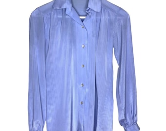 Blouse secrétaire bleu clair Nordstrom pour femmes, vintage des années 70, taille 5/6