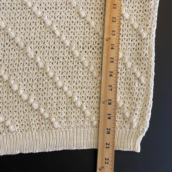 Vintage 70s Cream Sheer Knit Cap Sleeve Sweater T… - image 5