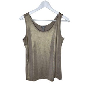 Vintage 90s Y2K Shiny Gold Stretchy Tank Top, Layering Piece, Size Small