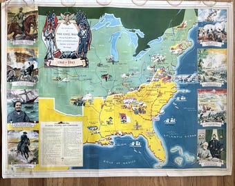 Jahrgang 1956 "Piture Map des Bürgerkriegs," Grosset & Dunlap, 30x23