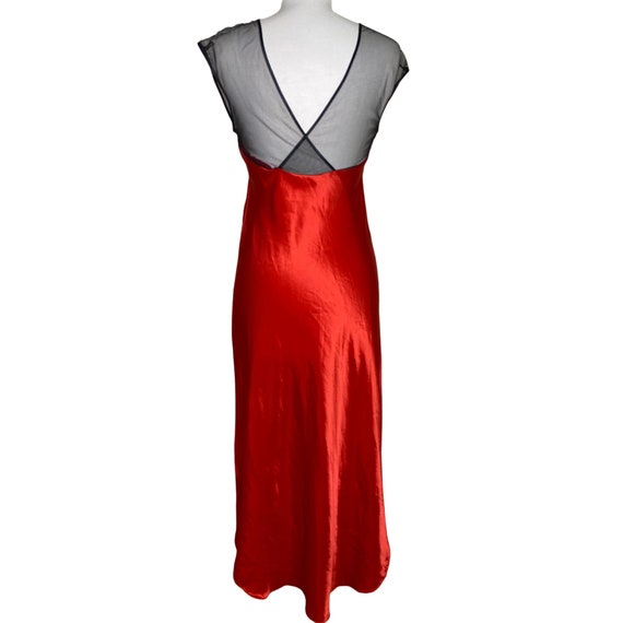 Vintage 90s Red Satin and Mesh 2 Piece Nightie & … - image 2