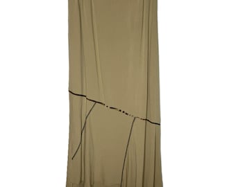 Vintage 80s Nino Wong Tan Art-to-Wear Bias-Cut Maxi Skirt, Size Medium
