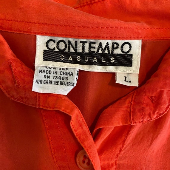 Vintage 90s Contempo Casuals Coral Orange 100% Si… - image 3