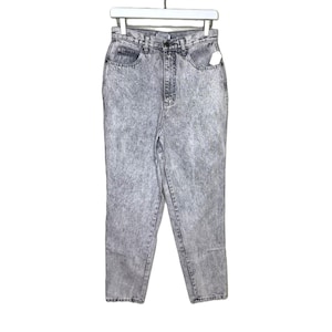 Vintage 80s 90s Stefano Gray Acid Wash High Rise Tapered Jeans, Size 12