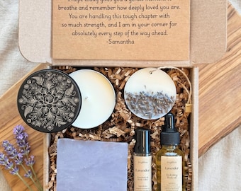 Handmade Natural Self Care Gift Box: Lavender Spa Kit for Friends