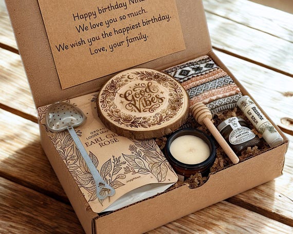 Relaxing Tea Gift Box for Friend - Personalized Mental Health Care Package, Self Care Kit