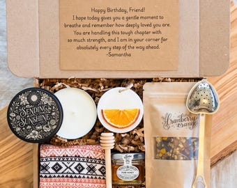 Get Well Soon Surgery Care Package Women, Tea Gift Box, Candle, Honey, Socks