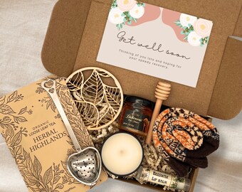 Get well soon care package for women, Thinking Of You, Sympathy, Surgery Recovery, spa gift box for women, loose leaf tea gift box