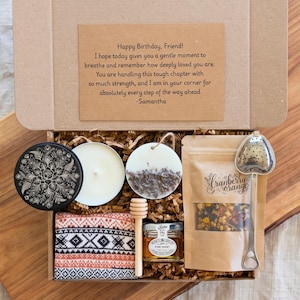 Organic Tea Gift Set with Candle, Honey, Socks | Cozy Self-Care Box