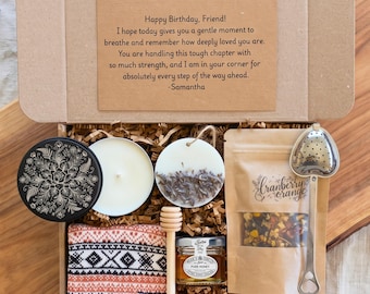Organic Tea Gift Set with Candle, Honey, Socks | Cozy Self-Care Box