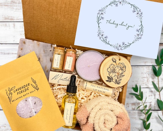 Thinking of You Care Package for Her, Best Friend Gift Personalized, Spa  Gift Box for Women, Self Care Gift Box, Soy Candle Spa Gift Basket 