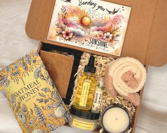 Sending You Sunshine Spa Gift Box, Thinking of You Care Package, Best Friend Gift Box, long distance friendship self care kit gift for her