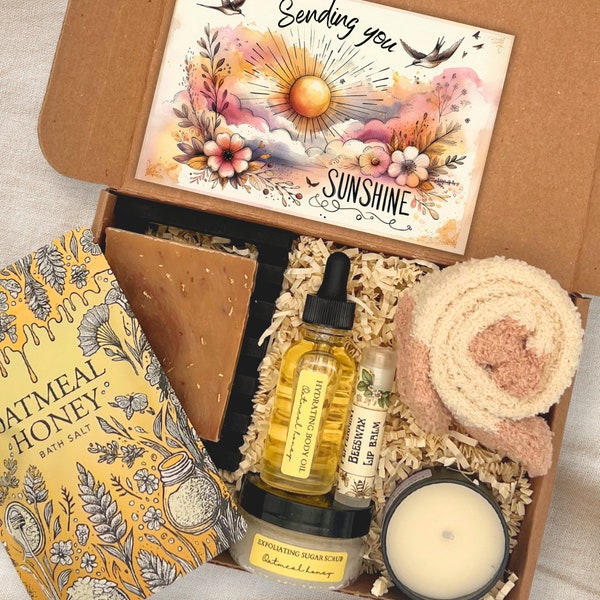 Sending You Sunshine Spa Gift Box, Thinking of You Care Package, Best Friend Gift Box, long distance friendship self care kit gift for her