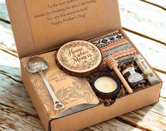 Personalized Mothers Day Tea Gift Box - Cozy Mom & Grandma Self Care Kit