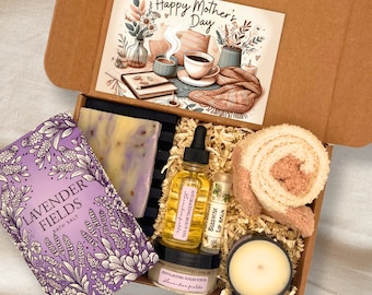 Mother’s Day gift baskets, spa gift box for women, personalized self care package for her, gift for mom, hygge gift box, spa gift basket