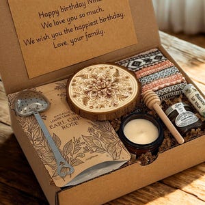 Birthday Gift Box For Mom, Relaxation Package, Soy Candle, Honey, Self Care Kit image 1
