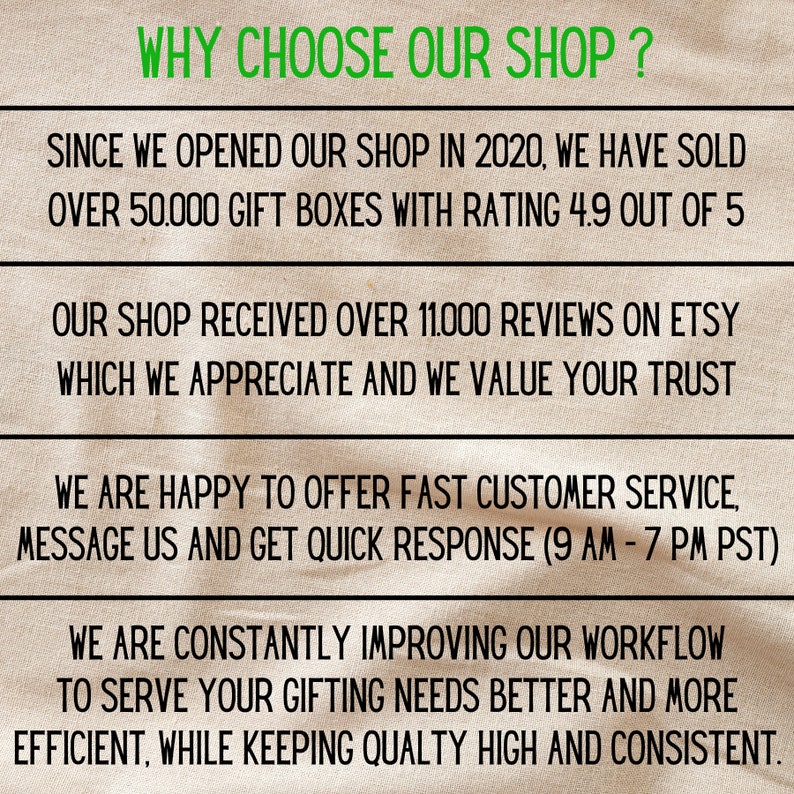 a sign that says, why choose our shop?