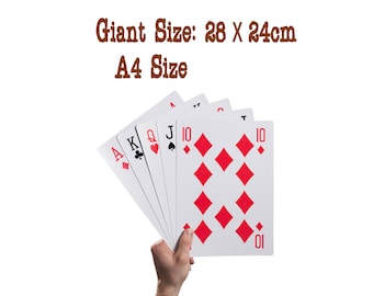 Gigantic Jumbo Extra Large Giant Playing Cards for playing Bridge, Poker, Games, Party Games, Magic Tricks. Stage shows - 52 playing cards