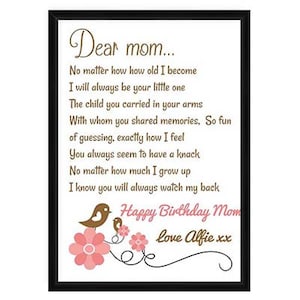 Liebe Mutter, Tante, Schwester, Tochter, Frau - PERSONALISIERTE Geschenk, Grußkarte, Geschenk, Druck Poster – alles Gute zum Geburtstag Gedicht