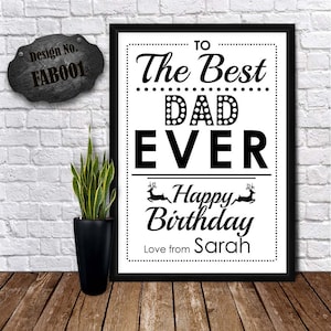 BEST DAD EVER - Hartebeest Art Card - Happy Birthday Daddy - Unique Birthday Gift - Papa Birthday Print - Personalized Greeting - Cute Papa