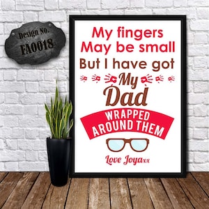 PAPPA BIRTHDAY CARDS - Cartel de los niños - Regalo para el abuelo - Saludos del Día de los Padres - Tarjetas personalizadas Regalo -Mis dedos pueden ser marco pequeño