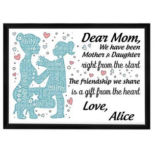 Cara mamma - Cornice word art personalizzata, poster di stampa, ricordo, carta stampata su carta A4 - Regalo di amicizia madre figlia - Carta anniversario mamma