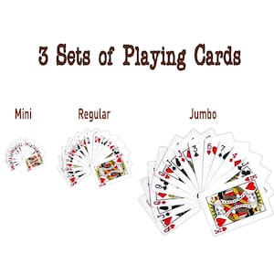 3 set Mini, Regular, Jumbo Playing Cards per giocare a Bridge, Poker, Whist Games, Party Games, Magic Tricks. Spettacoli teatrali - 52 carte da gioco