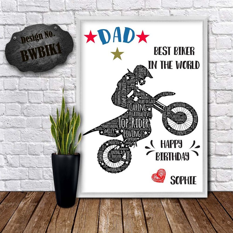 Birthday My Rider BIKE RIDER CARD - Happy Birthday Gift - Word Wall Art - Bike Rider ...