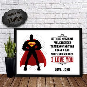 PRESENTE DO DIA DOS PAIS - Aniversário do pai herói - Eu te amo papai - Pôster com impressão personalizada - Feliz Dia dos Pais - Cartões para o pai - Cartão de design exclusivo
