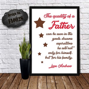 POEMA PER PAPÀ - Qualità del Padre - Loving Dad Cards - Father Day Poem - Unique Design Card - Stampe di poesie personalizzate - Regali per il nonno