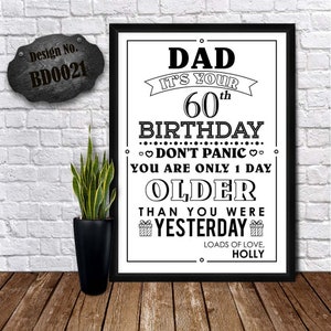 BIGLIETTO DI COMPLEANNO 60 ° - Biglietto di auguri divertente - Buon compleanno papà - Biglietto di compleanno unico - Stampa di compleanno papa - Poster personalizzati per il regalo