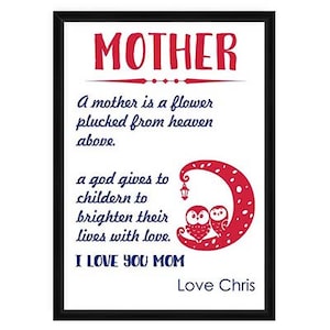 I Love You Mama - Madre incorniciata Citazione Un regalo PERSONALIZZATO Per mamma Mamma Mamma Sorella Cugina Nan Nonna Nonna Nonna Zia Amico zia