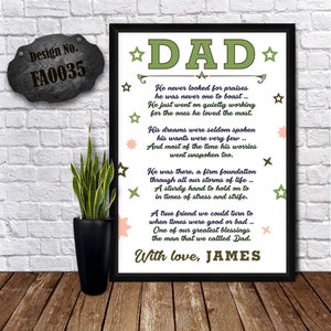 BIGLIETTI DI COMPLEANNO PAPÀ - Poster di auguri - Regalo del giorno del papà - Poesie personalizzate - Biglietti di compleanno papa - Bella cartolina per papà - Stampa sala poesia