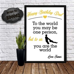 BUON COMPLEANNO PAPÀ - Biglietto Vero Padre - Regalo Personalizzato - Card With Love - Papa Birthday Prints - You Are The World - Papa Birthday Prints
