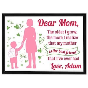 Regali personalizzati per figlio madre, poster incorniciato, regalo di mamma, biglietto d'auguri di compleanno, cornice ricordo - Caro mamma miglior regalo