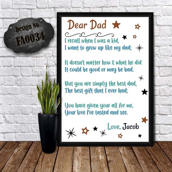 poem for grandpa dear dad poem fathers day greeting etsy